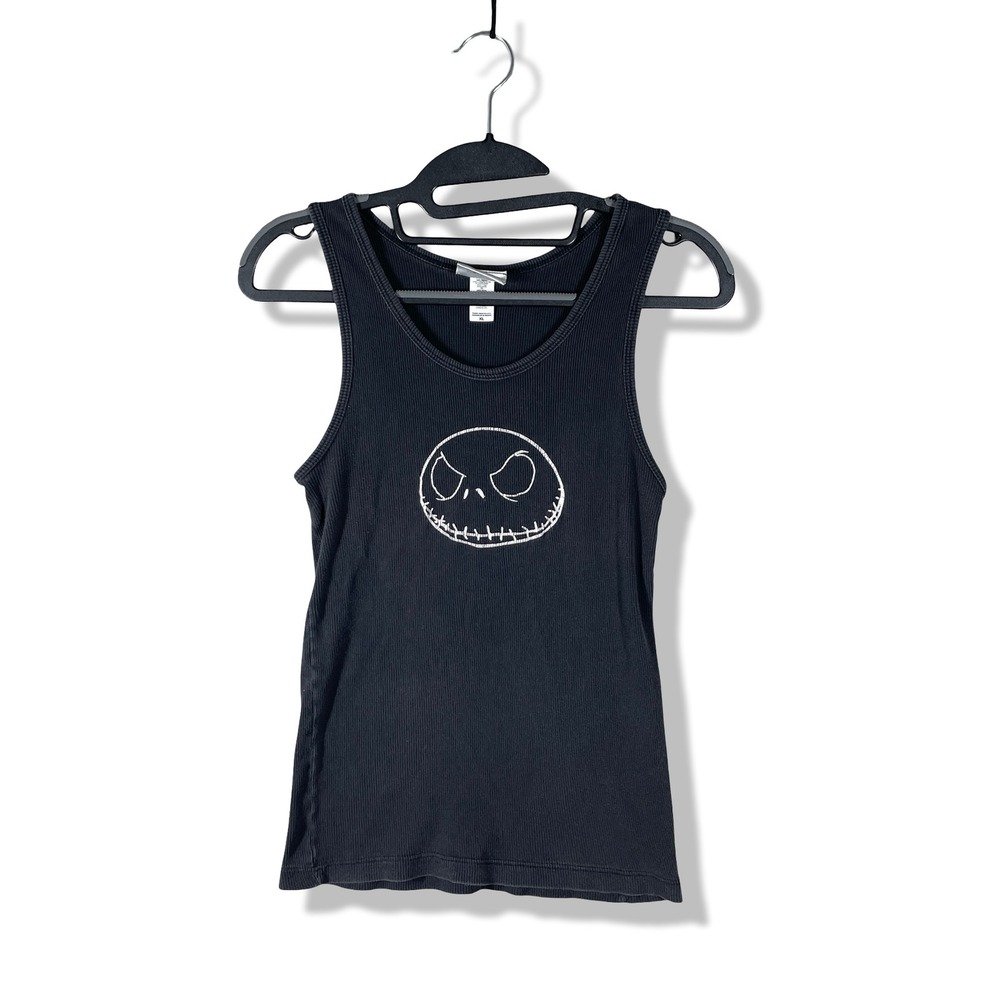 Y2K Disneyland Resort Tank Top Womens XL Black Jack Skellington Goth Emo Grunge